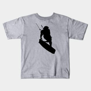 Kitesurfers Freestyle Kite Female Rider Black Silhouette Kids T-Shirt